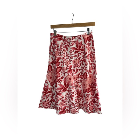 LOFT Dresses & Skirts - Ann Taylor LOFT Whimsy Boho Floral Linen Midi Skirt Women’s Size 4 lightweight